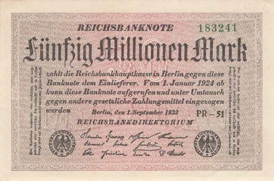 50 Millionen Mark 1923 ro.108l PR